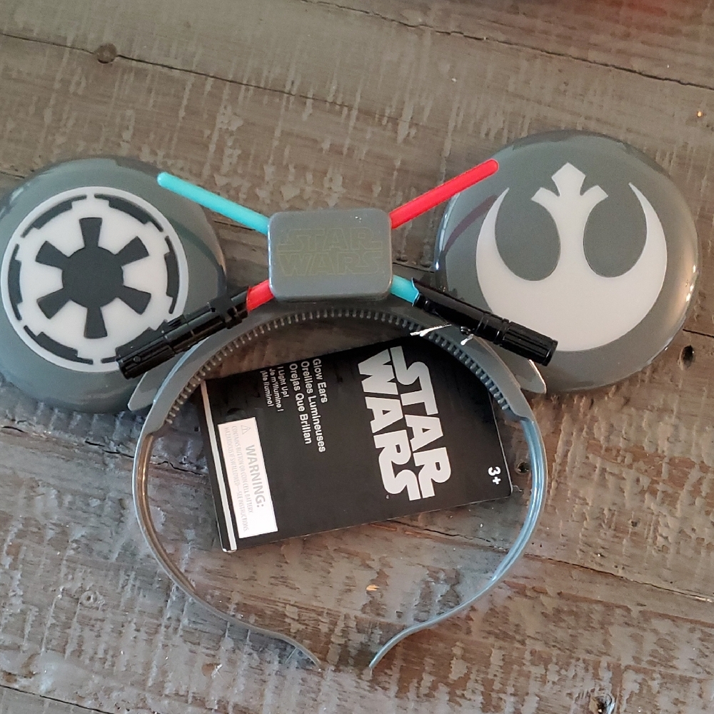 Star Wars Grey Rebel & Empire Light-Up Ears Headband with Red and Teal Sabers - Picture 1 of 2
